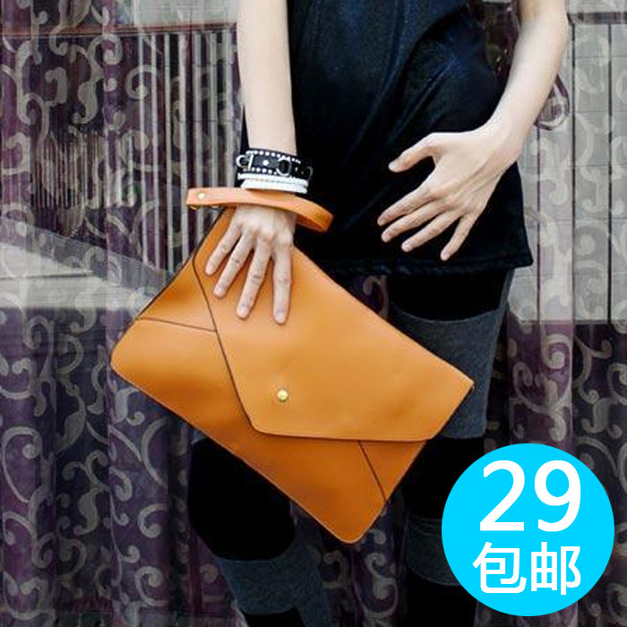 手包女包2012新款 欧美复古信封包 单肩简约文件包 手抓斜挎大包