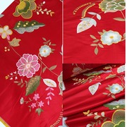 沉香罗兰之大红高端silk真丝面料布料，服装真丝织锦缎绣花