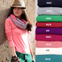 as安都2011冬新款女装V领百搭长袖修身T恤(9色)9040227