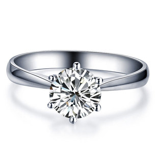  麦维斯 百年经典钻戒皇冠款 18k白金裸钻六爪结婚戒指钻石婚戒