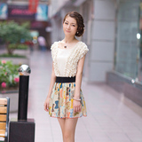 2012春装新款女装夏装新品甜美荷叶边田园碎花夏季雪纺连衣裙子