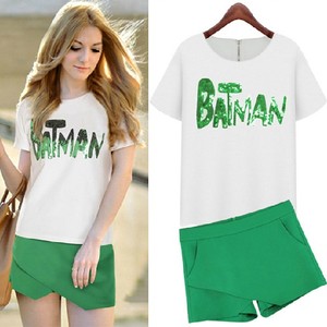 最新款欧美<em>女装时尚</em>短袖t恤搭配<em>短裤套装</em> 小香