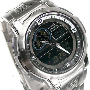 新年送礼 正品 CASIO卡西欧 双显 男 钢带 男士手表AQF-102WD-1B