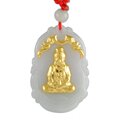 金镶玉 观音吊坠 玉器观音玉石翡翠A货千足金 专柜正品【送证书】