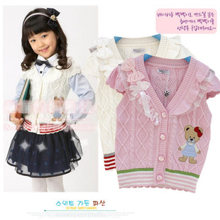 <em>女童针织马甲</em> 背心 2012新款 韩版小熊秋款 双