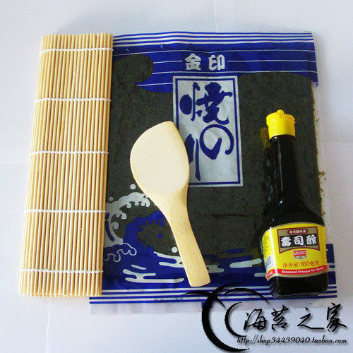 寿司料理紫菜包饭简约实惠套餐 10张优质海苔 帘子勺子醋