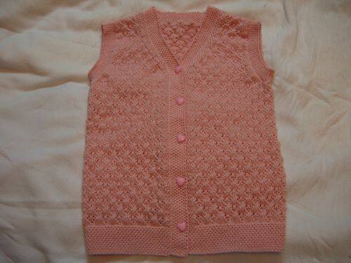 儿童毛衣,纯手工<em>编织</em> <em>羊绒</em>羊毛 粉红<em>开衫</em>背心 柔