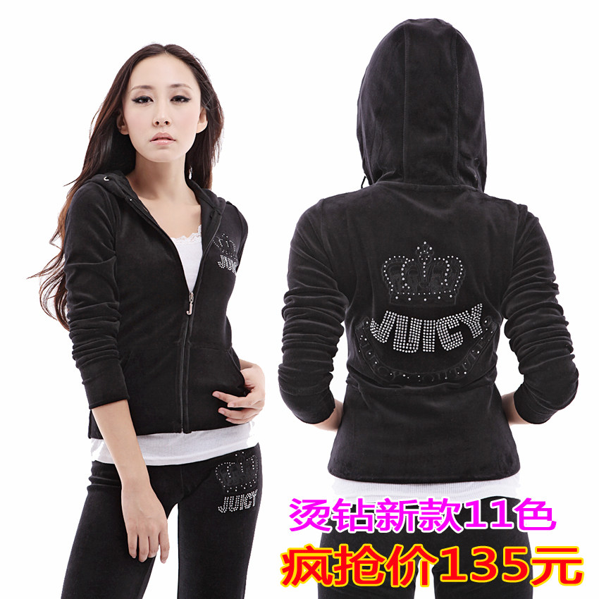 皇冠款 2012新款juicy天鹅绒休闲修身运动套装 韩版女春装卫衣裤