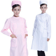 立领偏襟粉色白色护士服 长袖护士服 护士装 医护制服 职业装