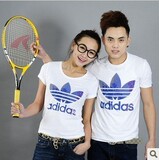 2012夏季阿迪达斯adidas三叶草情侣装-T恤 男女款休闲圆领短袖