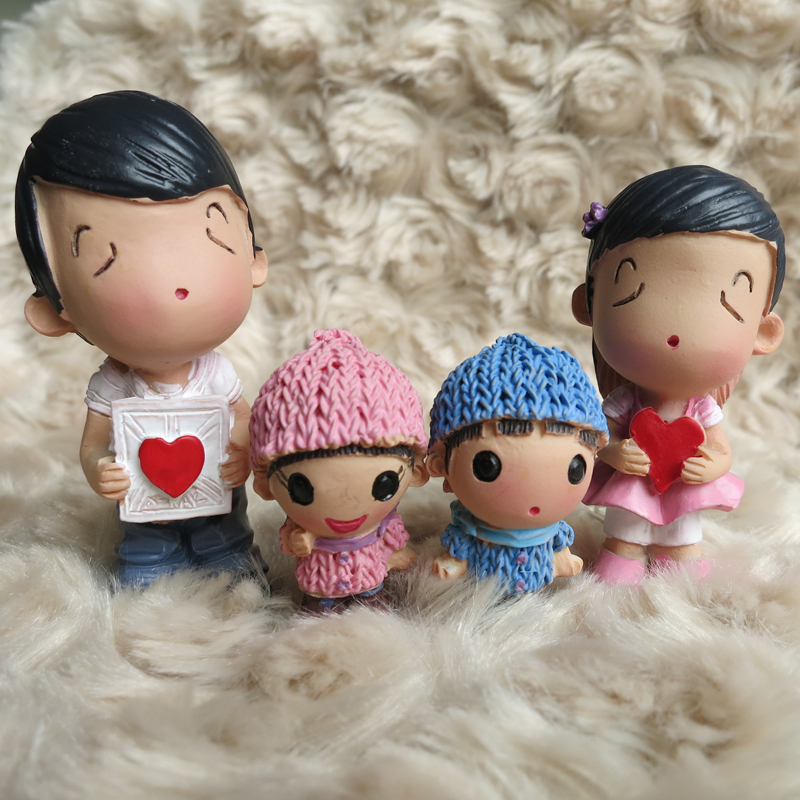 DIY 摆件一家四口人偶 爸爸 妈妈 哥哥 妹妹装饰品摆件送老婆父母