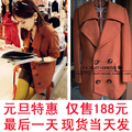 2011秋冬新款呛口小辣椒11月29日橘色翻领双排扣西装毛呢外套现货