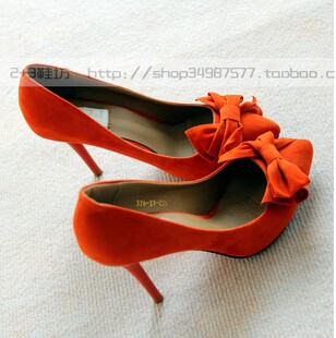 OL fashion tide people wild Super Western style high heels bow color 34 shoes