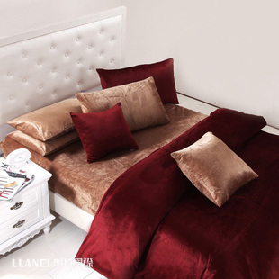  朗绮家纺 珊瑚绒床单床笠四件套天鹅绒 纯色床上用品 2.2 2.4被套