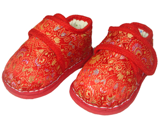  婴儿学步鞋宝宝棉鞋男女童传统手工布鞋1岁2岁3岁儿童唐装绣花鞋