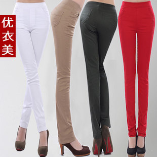  优衣美 冬装新品女裤子显瘦 韩版长裤紧身裤女弹力高腰休闲裤2441