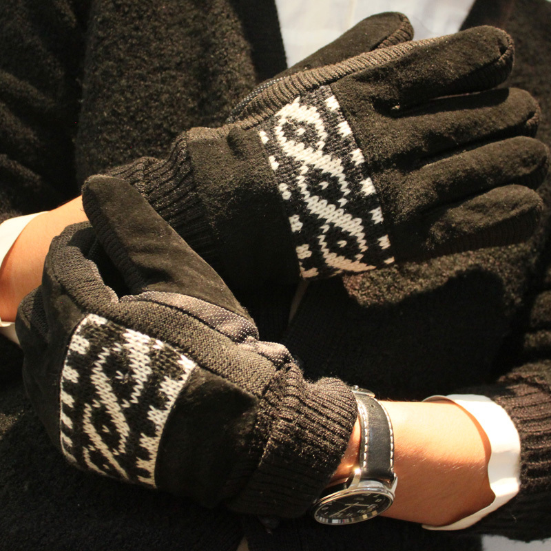 加绒加厚针织手套...