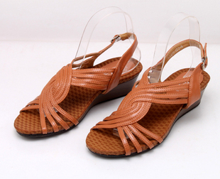  新款外贸原单舒适坡跟凉鞋 大码女鞋 罗马凉鞋 软底细带中跟凉鞋