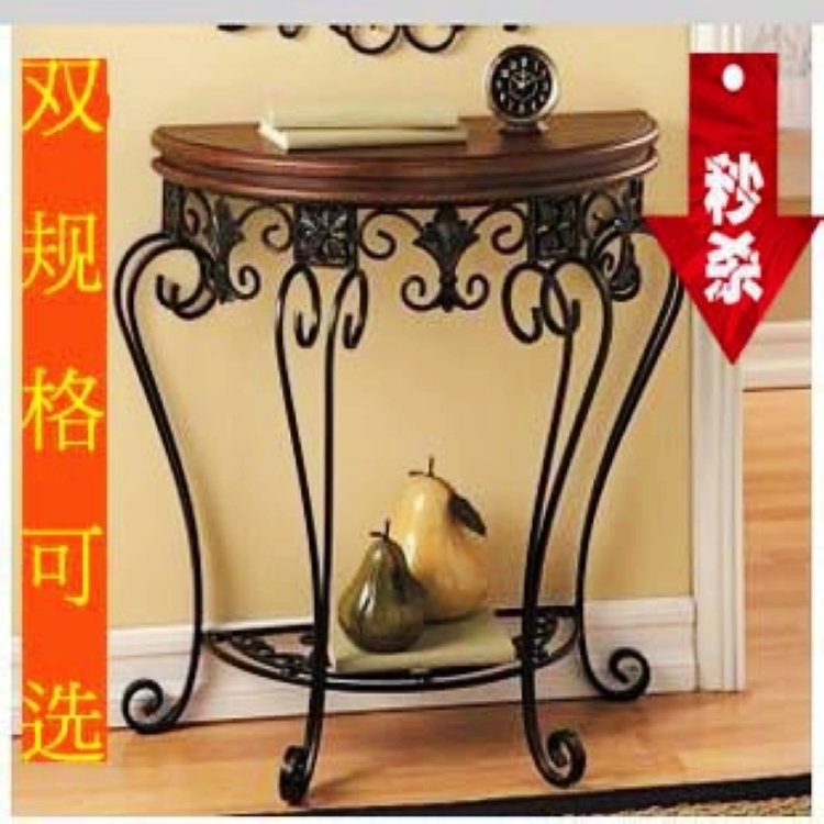 高貴 歐式鐵藝玄關桌茶幾牆邊門廳桌 展廳邊半圓桌 加厚木板桌面在類目 住宅傢俱, 成套傢俱, 門廳成套傢俱, 玄關臺+門廳櫃+衣帽架中 - 來自Buy2taobao.com提供專業的淘寶代購服務