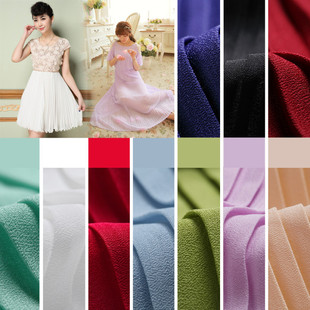 纯色珍珠纱布料春夏风琴，百褶压皱雪纺，垂感半身裙面料服装改造材料
