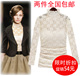 2012春装新品 欧美修身高领气质蕾丝长袖蕾丝打底衫长款(含吊带)