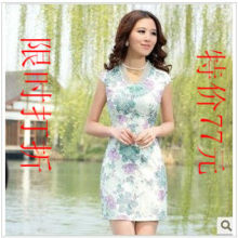 七折尝鲜2012夏季新款全棉V领唐装改良旗袍 夏装2012新款