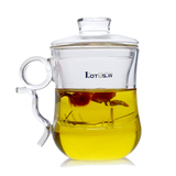Lotus.w 秋彤正品 三件式创意玻璃杯带盖杯子380ml过滤办公花茶杯