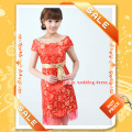 珪瑾品牌人气实物婚纱礼服  显瘦 新款包肩新娘短旗袍QP109