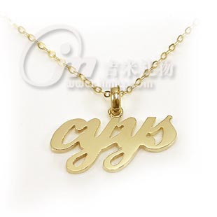 韩国14k金拼音项链订制 名字项链定做 14k玫瑰