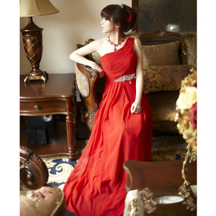 Luxurious 2012 new style bride MaxMara one shoulder wedding dress bridal toast MaxMara skinny thin