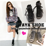 YAYA2双包邮2011韩版新款朋克铆钉罗马鞋甜美鱼休闲平底凉鞋女鞋
