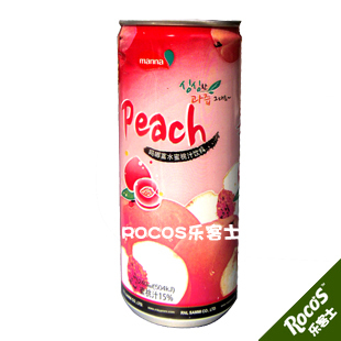  A02D韩国原装进口 吗哪富（水蜜桃汁）果汁饮料240ml 听装【300】