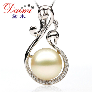  黛米珠宝 疏影 10-11mm 精圆极强光浅金色天然南洋珍珠吊坠