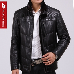  爱皮仕 男士皮衣海宁皮衣男真皮羽绒皮衣男真皮绵羊皮羽绒服冬装