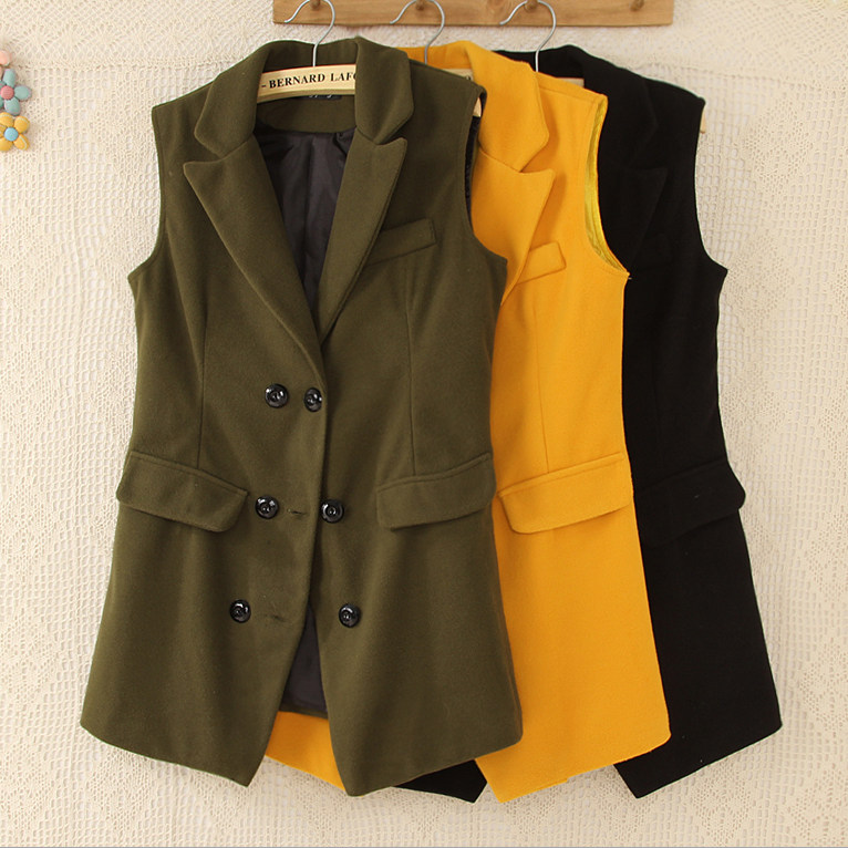 Onneksi/吉菱个性柳钉<em>西装</em>领浅色<em>马夹</em>2014新