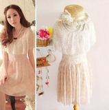 2012小碎花朵朵 大翻领蕾丝领子 公主收腰显瘦雪纺连衣裙 M-6645