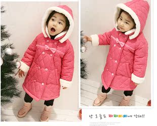  品牌 女儿童加厚童装 小孩大衣 韩版外套 可爱公主棉袄 长款棉衣
