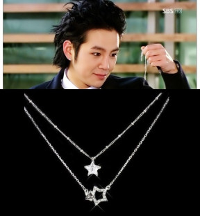  58包邮原来是美男啊泰京设计送给美男双层皓石闪钻星星项链