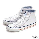 包邮Vancl/凡客诚品经典百搭纯色高帮帆布女鞋 白蓝色