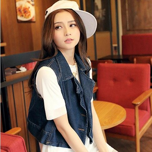 2014欧美无袖宽松大码<em>牛仔马甲</em>背心<em>女春</em>夏季