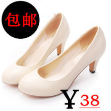 淘金币 2012春秋款女鞋 大小码工作鞋高跟鞋子婚鞋圆头中跟单鞋