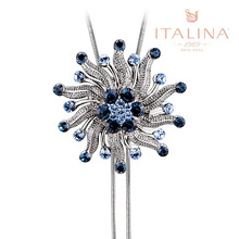 Italina jewelry genuine blue daisy Korean long paragraph sweater chain necklace female Swarovski Elements Water