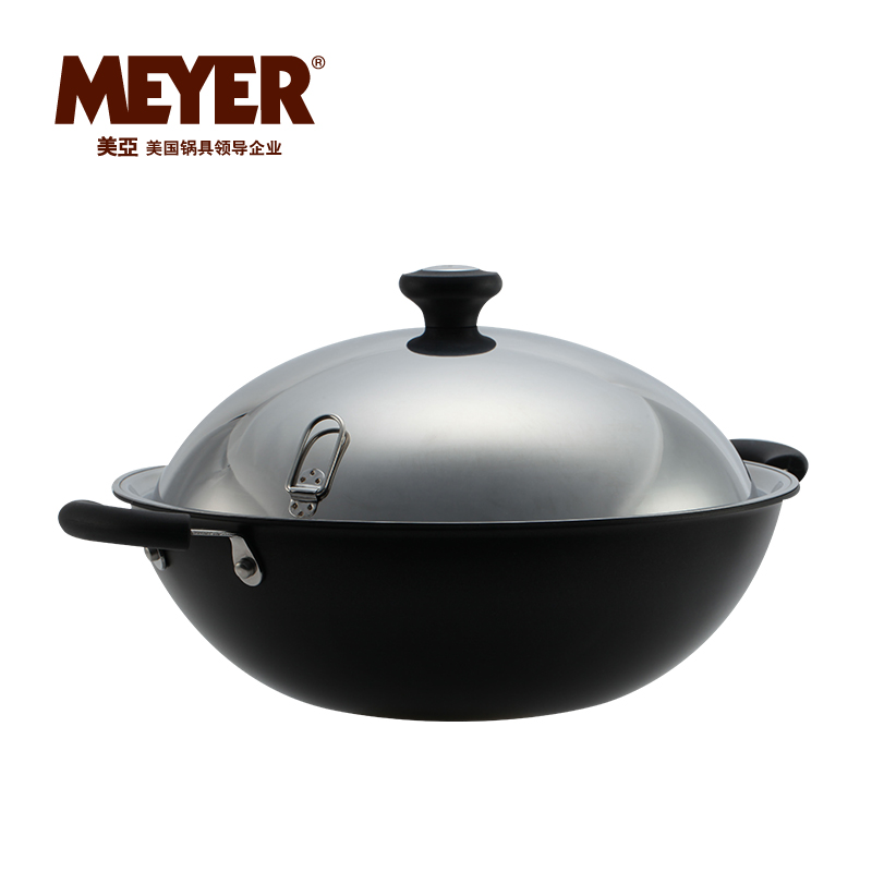 meyer/美亚铝合金锅不粘锅无油烟炒锅36cm燃气电磁炉通用锅具包邮