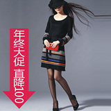 月光石 直降100元！原价299！彩条衣袖 <span>羊毛毛衣</span>裙 修身 D642