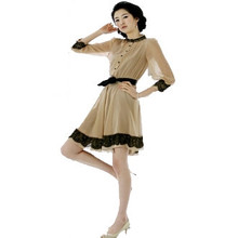 雅贝尔の热销千件~2010 秋装新款高贵女人味中袖两件套雪纺连衣裙