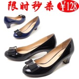 Belle/百丽正品2012春款浅口中跟 圆头女鞋 新款单鞋 特价促销