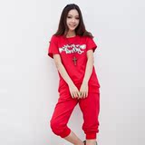 优品伊一加大码女装 胖MM夏装 休闲特大码套装 短袖 天使翅膀印花