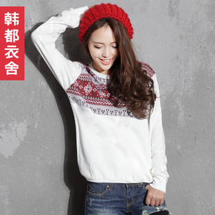  韩都衣舍折扣店韩国正品牌春装新品韩版女款时尚套头图案卫衣