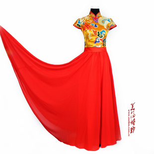 新娘中式复古长款旗袍 结婚红色敬酒服明星同