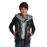 ysisi独家 韩版保暖加厚假双层棉质<em>马甲-帽子</em>可